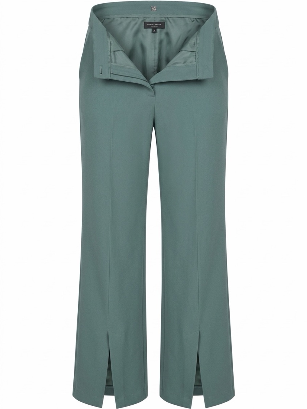Wide-Leg Split-Hem Pants in Dusty Teal
